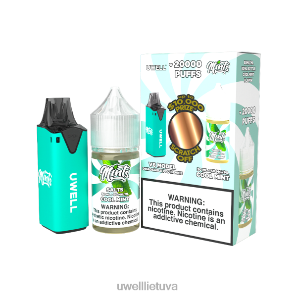 UWELL Best Vape - UWELL V6 vienkartinis prietaisas + tėčio garai 30ml sulčių - colab ryšulėlis VF6ZZ210 clr: žydra/flv: šalta mėtų 50 mg