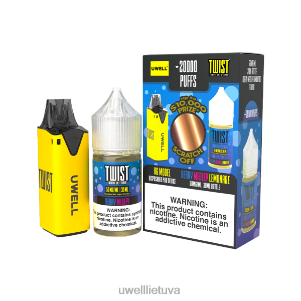 UWELL Disposable Vape - UWELL V6 vienkartinis prietaisas + tėčio garai 30ml sulčių - colab ryšulėlis VF6ZZ216 clr: geltona/flv: uogų mišinio limonadas 50mg