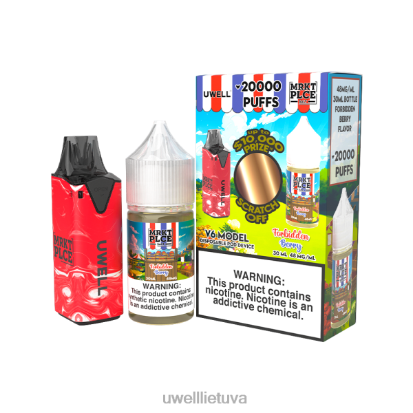 UWELL Flavors - UWELL V6 vienkartinis prietaisas + tėčio garai 30ml sulčių - colab ryšulėlis VF6ZZ208 clr: red/flv: draudžiamos uogos 48mg