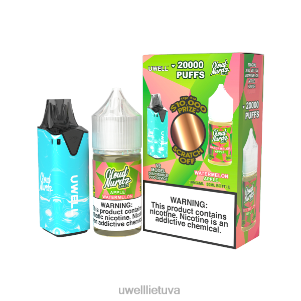 UWELL Online Shop - UWELL V6 vienkartinis prietaisas + tėčio garai 30ml sulčių - colab ryšulėlis VF6ZZ205 clr: mėlynas/flv: arbūzas obuolys 50mg