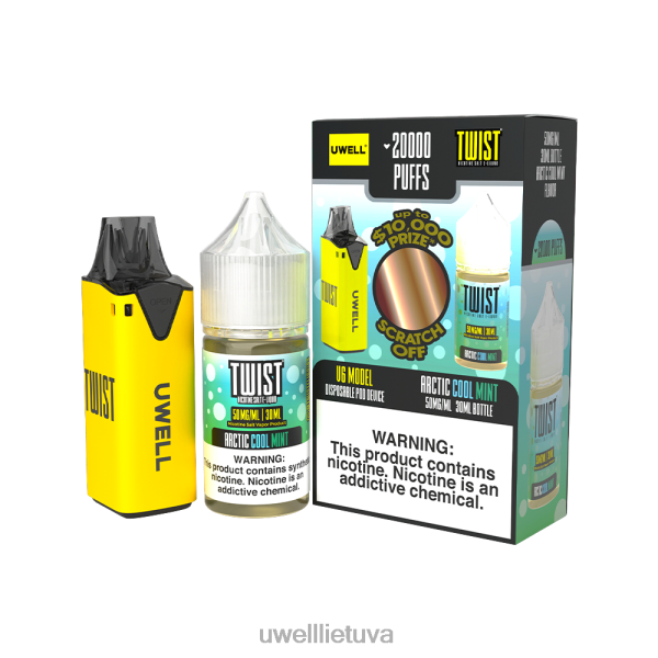 UWELL Online Shop - UWELL V6 vienkartinis prietaisas + tėčio garai 30ml sulčių - colab ryšulėlis VF6ZZ215 clr: geltona/flv: arktinė šalta mėta 50mg