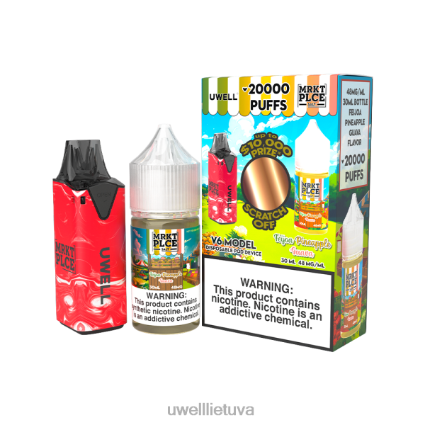 UWELL Review - UWELL V6 vienkartinis prietaisas + tėčio garai 30ml sulčių - colab ryšulėlis VF6ZZ207 clr: red/flv: feijoa ananasų gvajavos 48mg