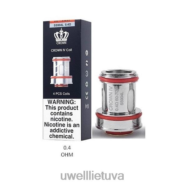 UWELL Vape Price - UWELL CROWN 4 keičiamos ritės (4 pakuotės) VF6ZZ183 dviguba ritė 0,4ohm